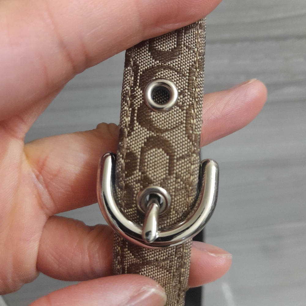 Coach Skinny Leather Canvas Signature C Belt - Picture 10 of 16
